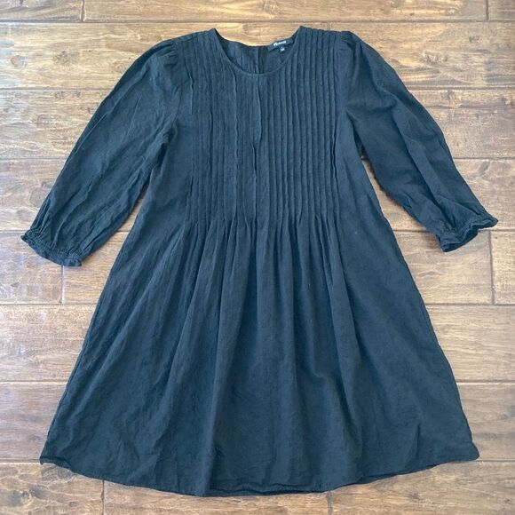 Madewell Dresses & Skirts - Madewell Embroidered Pintuck Mini Dress 100% Cotton Black Women's Small Prairie
